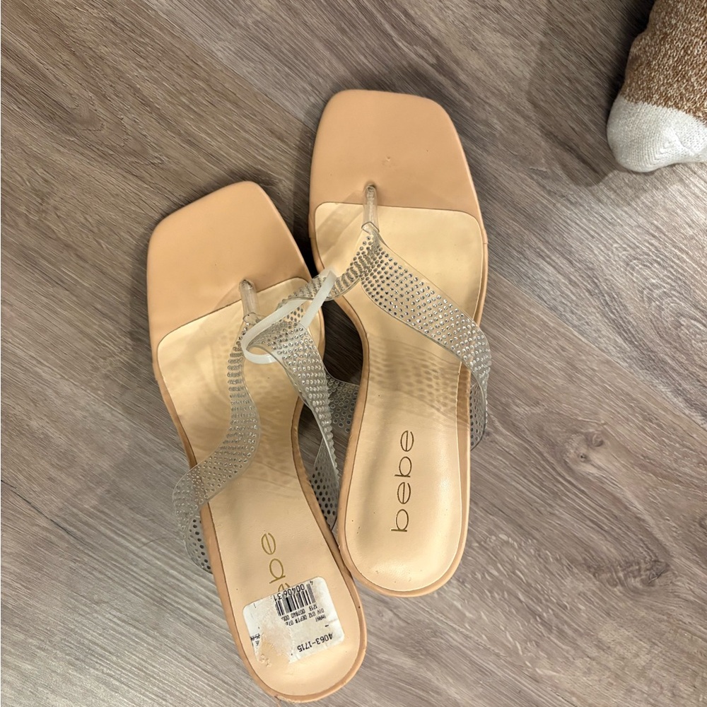 Bebe Beige and Silver Women's Sandals